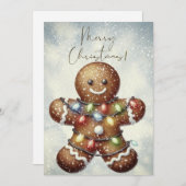 Gingerbread Man Winter Christmas Feestdagenkaart (Voorkant / Achterkant)