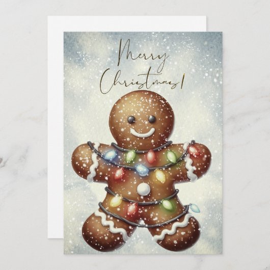 Gingerbread Man Winter Christmas Feestdagenkaart (Voorkant / Achterkant)