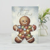Gingerbread Man Winter Christmas Feestdagenkaart (Staand voorkant)