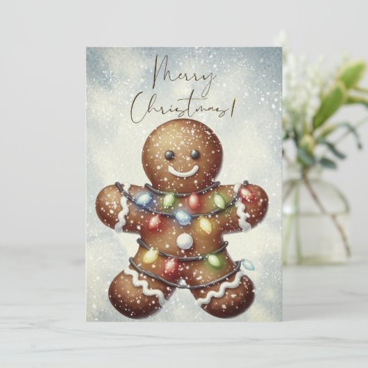 Gingerbread Man Winter Christmas Feestdagenkaart (Staand voorkant)