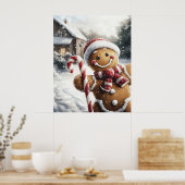 Gingerbread Man with Candy Cane Wall Art Poster (Keuken)