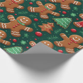 Gingerbread Mannen en Kerstbomen Kerstmis Cadeaupapier (Hoek)