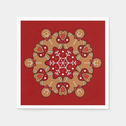 Gingerbread mannen en sneeuwvlok mandala's servet (Voorkant)