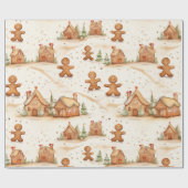 Gingerbread Mannen Huizen Kerst Verpakking Papier (Vlak)