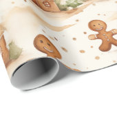 Gingerbread Mannen Huizen Kerst Verpakking Papier (Rol Hoek)