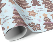 Gingerbread Mannen Kerstbomen Vrolijk Kerstfeest Cadeaupapier (Rol Hoek)