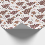 Gingerbread Mannen Kerstbomen Vrolijk Kerstfeest Cadeaupapier (Hoek)