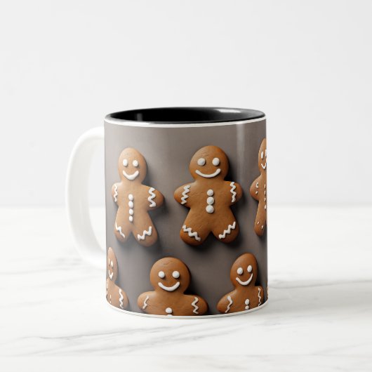 Gingerbread Mannen Knolling Tweekleurige Koffiemok (Voorkant links)