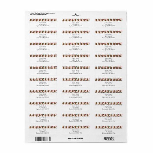 Gingerbread Mannen Retouradres Labels (Full Sheet)