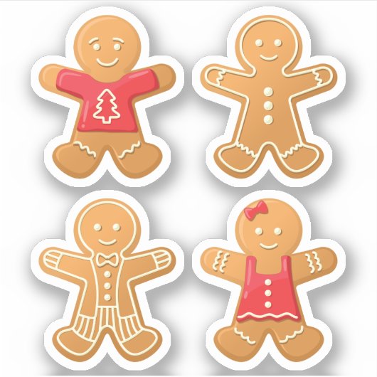 Gingerbread Mannen Versierd Sticker (Voorkant)