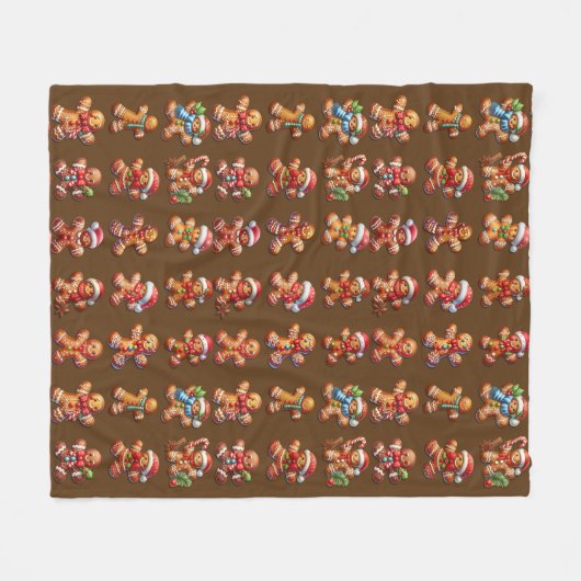 Gingerbread Mannen voor Kerstmis op Rich Dark Brow Fleece Deken (Voorkant (Horizontaal))