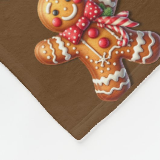 Gingerbread Mannen voor Kerstmis op Rich Dark Brow Fleece Deken (Hoek)
