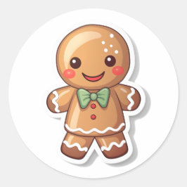 Gingerbread Man's Vakantie Groeten Ronde Sticker