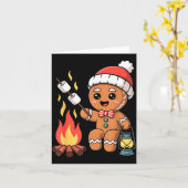 Gingerbread Marshmallow Roaster Camng Christmas Kaart (Gele Bloem)