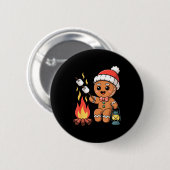 Gingerbread Marshmallow Roaster Camng Christmas  Ronde Button 5,7 Cm (Voorkant /achterkant)