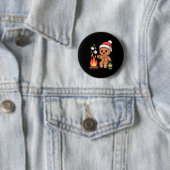 Gingerbread Marshmallow Roaster Camng Christmas  Ronde Button 5,7 Cm (In situ)