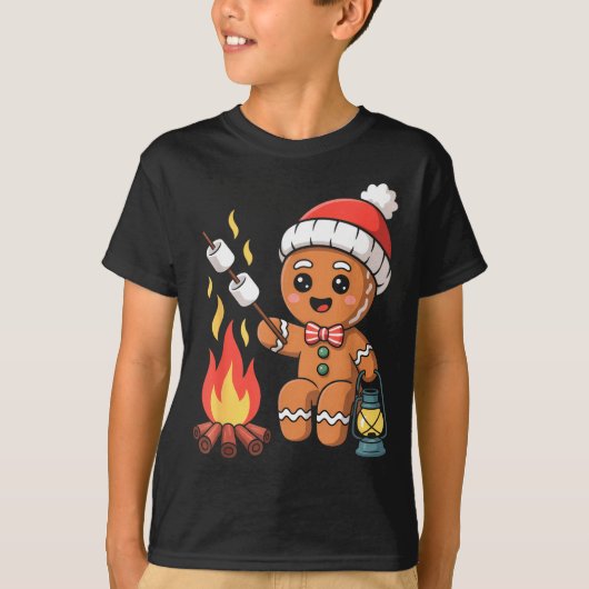 Gingerbread Marshmallow Roaster Camng Christmas  T-shirt (Voorkant)