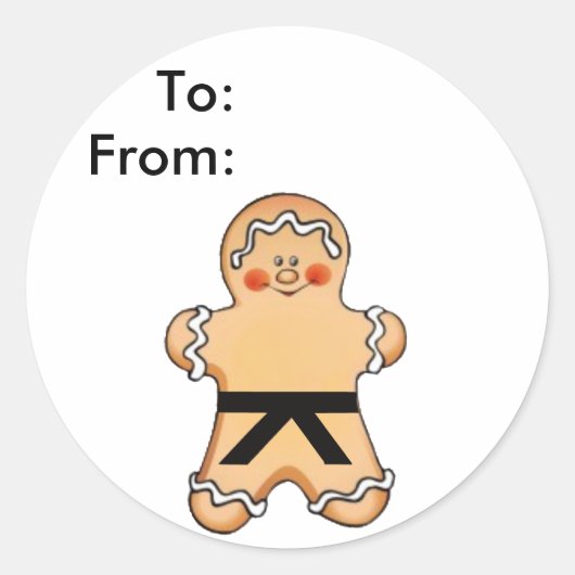 Gingerbread Martial Artist Gift Labels (Voorkant)