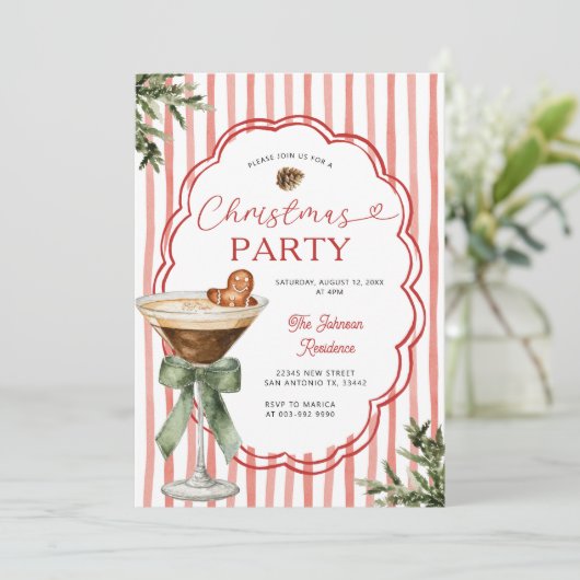Gingerbread martini Stripe & Holiday Christmas  Kaart (Staand voorkant)