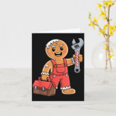 Gingerbread Mechanic Handyman Fixer Worker Christm Kaart (Gele Bloem)