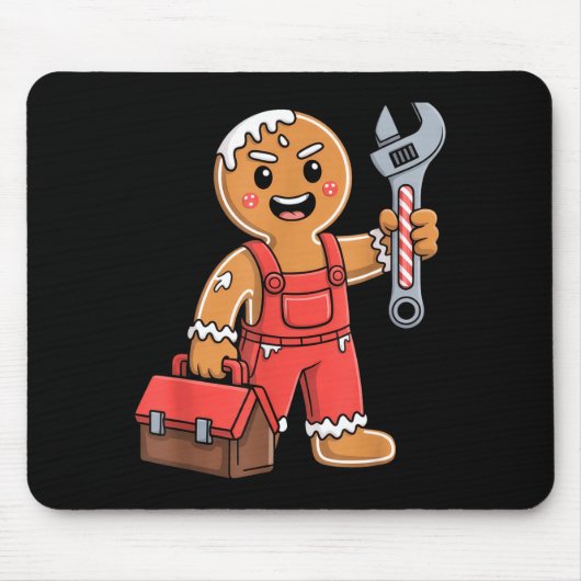Gingerbread Mechanic Handyman Fixer Worker Christm Muismat (Voorkant)
