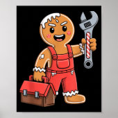Gingerbread Mechanic Handyman Fixer Worker Christm Poster (Voorkant)