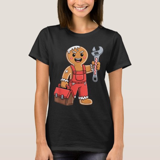 Gingerbread Mechanic Handyman Fixer Worker Christm T-shirt (Voorkant)