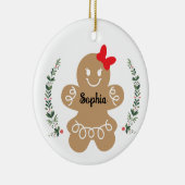 Gingerbread Meisje Aangepaste Kerstvakantie Keramisch Ornament (Rechts)