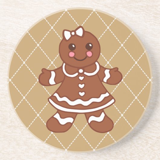 Gingerbread Meisje Coaster Zandsteen Onderzetter (Voorkant)