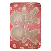 Gingerbread Meisje Jongen Pepermunt Vakantie Kerst Badmat (Voorkant Verticaal)