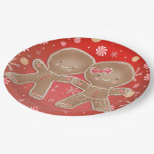 Gingerbread Meisje Jongen Pepermunt Vakantie Kerst Papieren Bordje (Gekanteld)