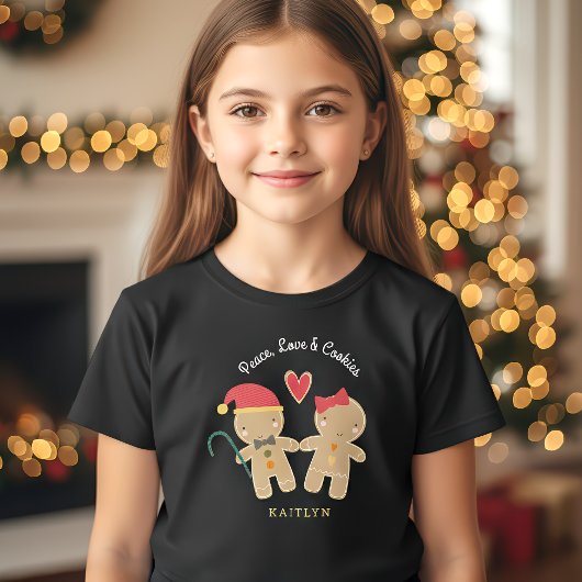Gingerbread Meisje Jongen Vakantie Vrede Liefde Co T-shirt