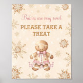Gingerbread Meisje Kerst Baby shower Favor Sign Poster (Voorkant)
