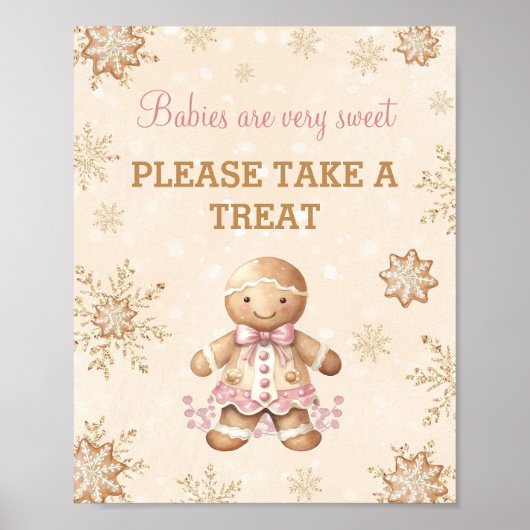 Gingerbread Meisje Kerst Baby shower Favor Sign Poster (Voorkant)