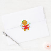 Gingerbread Meisje Kerstmis Vakantie Ronde Sticker (Envelop)