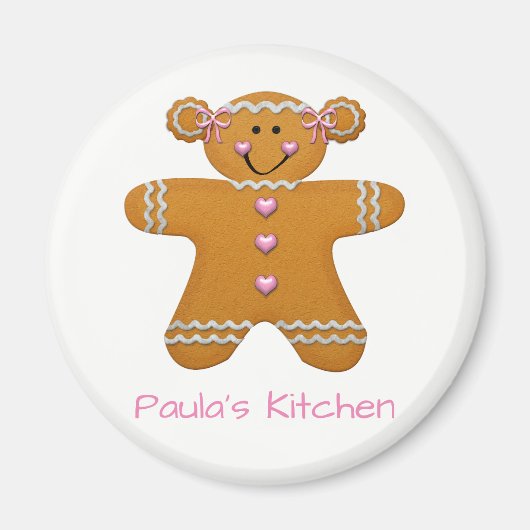 Gingerbread Meisje Koelkast Magnet ~ personalisere (Voorkant)