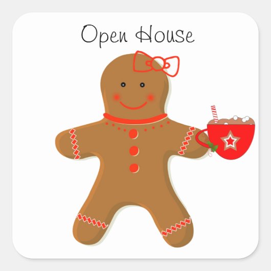 Gingerbread Meisje met cacao Envelope Seals Vierkante Sticker (Voorkant)