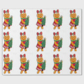 Gingerbread Meisje met kerstboom Cadeaupapier (Vlak)