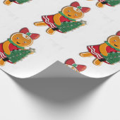 Gingerbread Meisje met kerstboom Cadeaupapier (Hoek)