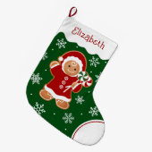 Gingerbread meisje met pepermuntlolly's grote kerstsok (Voorkant (Hangend))