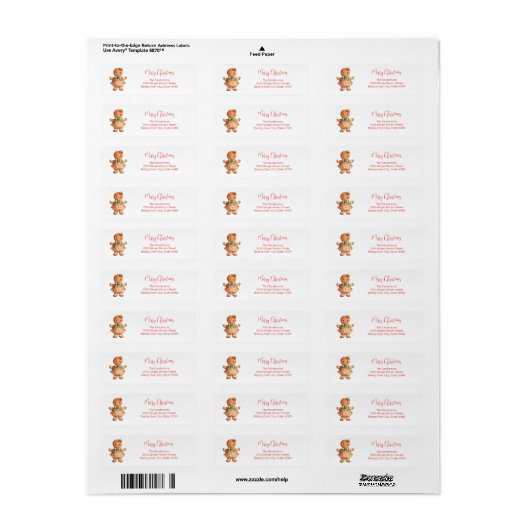 Gingerbread meisje retour adres label (Full Sheet)