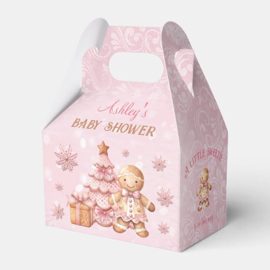 Gingerbread Meisje Roze Kerst Baby shower Gable Bedankdoosjes (Achterkant)