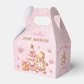 Gingerbread Meisje Roze Kerst Baby shower Gable Bedankdoosjes (Voorkant Zijde)