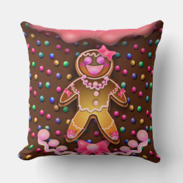 Gingerbread Meisje Roze Suiker Ijs Kandij Stippen  Kussen
