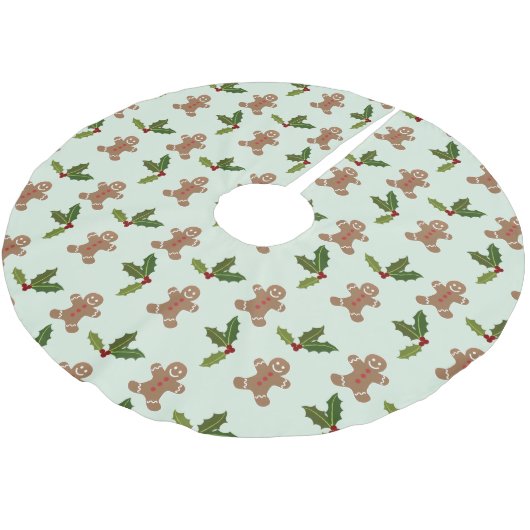 Gingerbread Men and Holly Pattern Kerstboom Rok (Gekanteld)