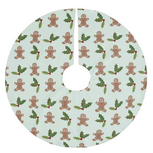 Gingerbread Men and Holly Pattern Kerstboom Rok (Voorkant)