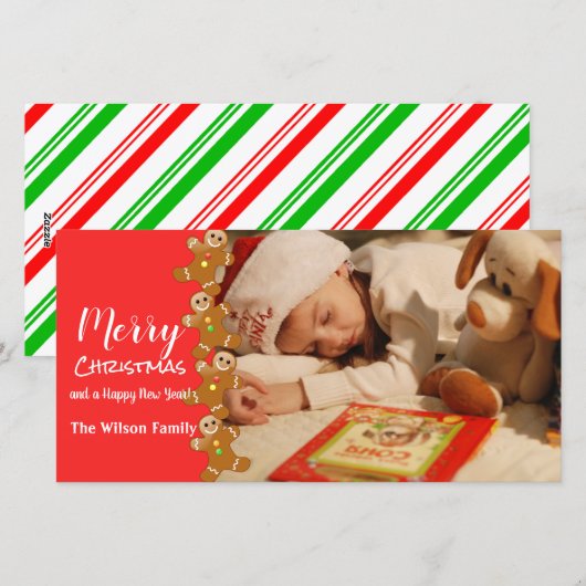 Gingerbread Men fotografie Feestdagenkaart (Voorkant / Achterkant)
