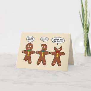 Gingerbread Men Humor My Leg Hurts Feestdagen Kaart