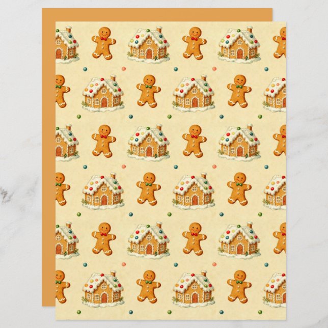 Gingerbread Men Scrapbook Paper (Voorkant / Achterkant)