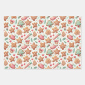 Gingerbread Mensen Stars Bomen Candy Canes Cookies Inpakpapier Vel (Voorkant 2)